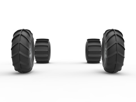 Wheel set of Mud dragster Version 1 Scale 1 to 25 3D Print Model
