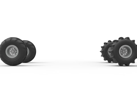 Wheel set of Mud dragster Version 1 Scale 1 to 25 3D Print Model