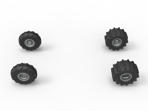 Wheel set of Mud dragster Version 1 Scale 1 to 25 3D Print Model