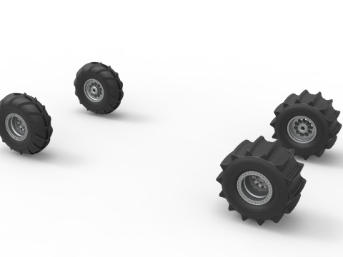 Wheel set of Mud dragster Version 1 Scale 1 to 25 3D Print Model