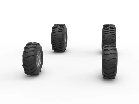 Wheel set of Mud dragster Version 2 Scale 1 to 25 3D Print Model