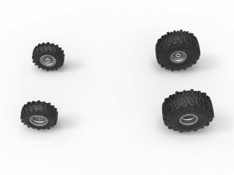 Wheel set of Mud dragster Version 2 Scale 1 to 25 Modello di stampa 3D