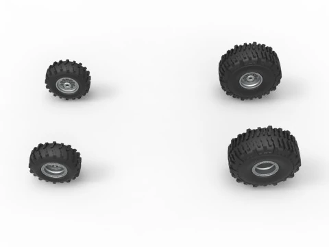 Wheel set of Mud dragster Version 2 Scale 1 to 25 3D Print Model