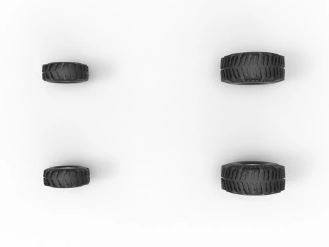 Wheel set of Mud dragster Version 2 Scale 1 to 25 3D Print Model