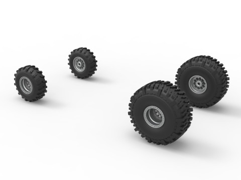 Wheel set of Mud dragster Version 2 Scale 1 to 25 Modello di stampa 3D