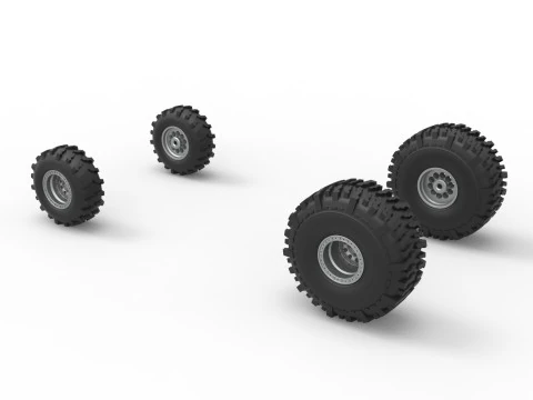 Wheel set of Mud dragster Version 2 Scale 1 to 25 3D Print Model