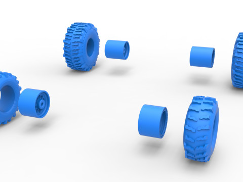 Wheel set of Mud dragster Version 2 Scale 1 to 25 Modello di stampa 3D
