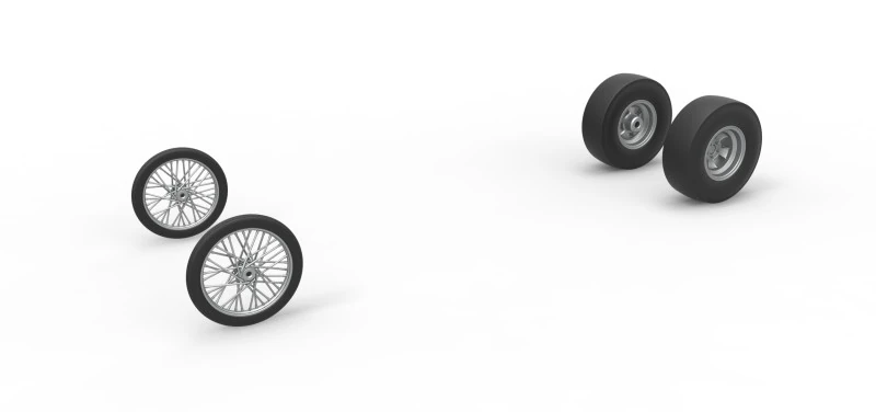 Wheel set of Vintage Front engine dragster Scale 1 to 25 3D Print Model .c4d .max .obj .3ds .fbx .stl .blend 