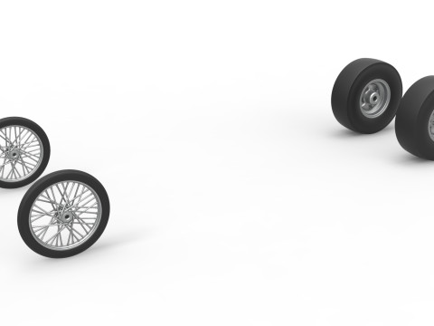 Wheel set of Vintage Front engine dragster Scale 1 to 25 3Dプリントモデル