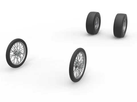 Wheel set of Vintage Front engine dragster Scale 1 to 25 3D Print Model