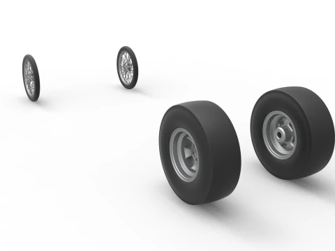 Wheel set of Vintage Front engine dragster Scale 1 to 25 3D Print Model