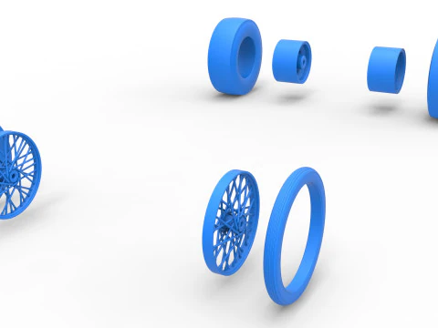Wheel set of Vintage Front engine dragster Scale 1 to 25 3D Print Model