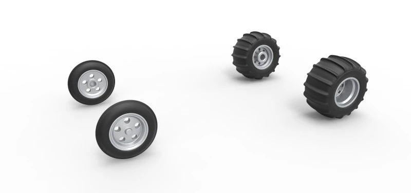 Wheel set of Vintage Sand Rail buggy Scale 1 to 25 3D Print Model .c4d .max .obj .3ds .fbx .stl .blend 