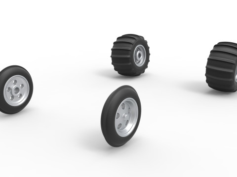 Wheel set of Vintage Sand Rail buggy Scale 1 to 25 Modelo de Impressão 3D