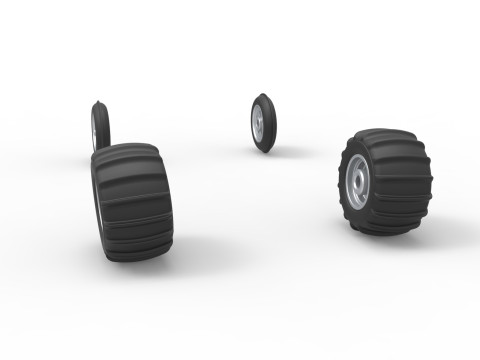 Wheel set of Vintage Sand Rail buggy Scale 1 to 25 Modelo de Impressão 3D