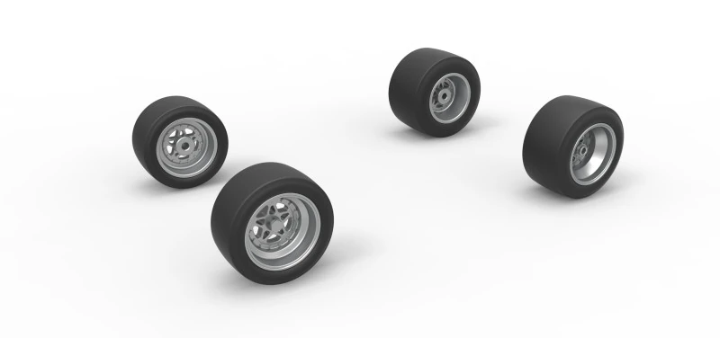 Wheel set of Asphalt Sprint car Scale 1 to 25 3D Print Model .c4d .max .obj .3ds .fbx .stl .blend 