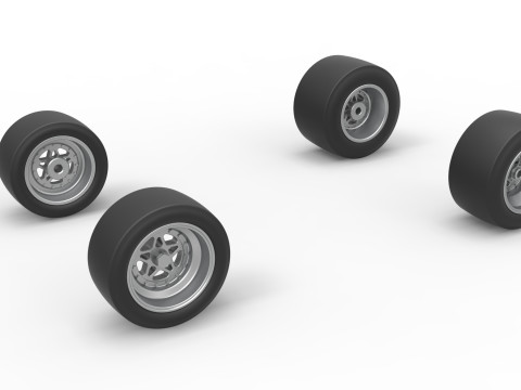 Wheel set of Asphalt Sprint car Scale 1 to 25 3D Принт Модель