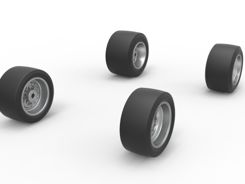 Wheel set of Asphalt Sprint car Scale 1 to 25 Modello di stampa 3D