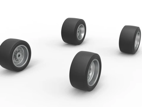 Wheel set of Asphalt Sprint car Scale 1 to 25 3D Print Model