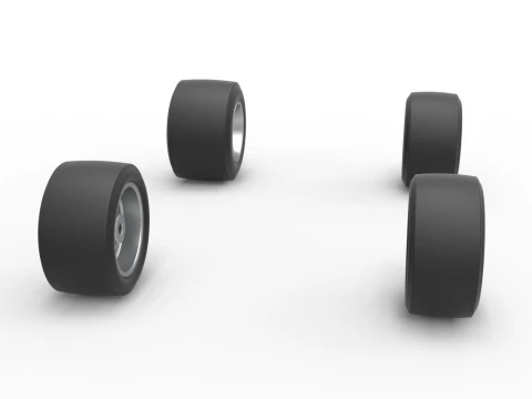 Wheel set of Asphalt Sprint car Scale 1 to 25 3D Print Model