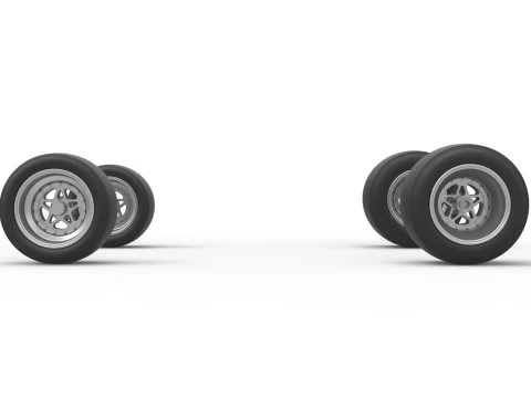 Wheel set of Asphalt Sprint car Scale 1 to 25 3D Print Model