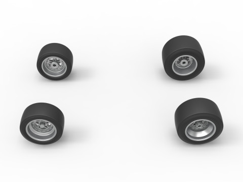 Wheel set of Asphalt Sprint car Scale 1 to 25 Modello di stampa 3D