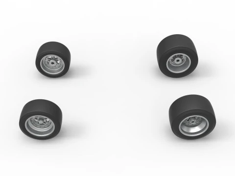 Wheel set of Asphalt Sprint car Scale 1 to 25 3D Print Model