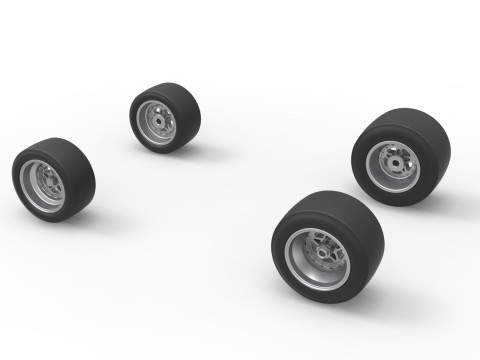 Wheel set of Asphalt Sprint car Scale 1 to 25 Modello di stampa 3D