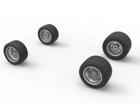 Wheel set of Asphalt Sprint car Scale 1 to 25 3D Print Model