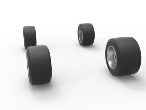 Wheel set of Asphalt Sprint car Scale 1 to 25 3D Print Model