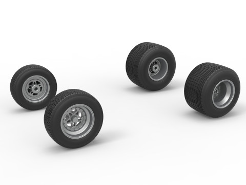 Wheel set of Dirt Sprint car Scale 1 to 25 3D Print Model