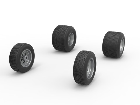 Wheel set of Dirt Sprint car Scale 1 to 25 3D Print Model