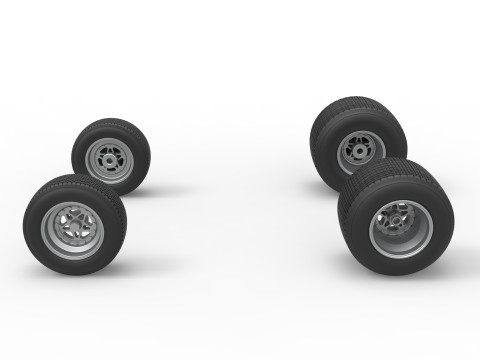 Wheel set of Dirt Sprint car Scale 1 to 25 3D Print Model