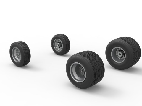 Wheel set of Dirt Sprint car Scale 1 to 25 3D Print Model