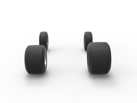 Wheel set of Dirt Sprint car Scale 1 to 25 3D Print Model