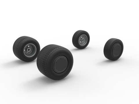 Wheel set of Dirt Sprint car Scale 1 to 25 3D Print Model
