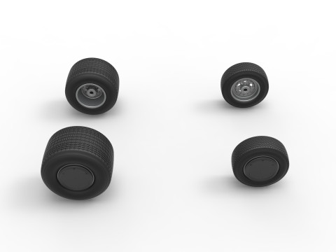 Wheel set of Dirt Sprint car Scale 1 to 25 3D Print Model