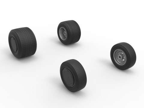 Wheel set of Dirt Sprint car Scale 1 to 25 3D Print Model