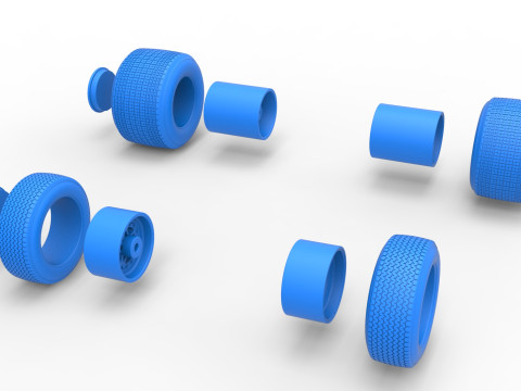 Wheel set of Dirt Sprint car Scale 1 to 25 3D Print Model
