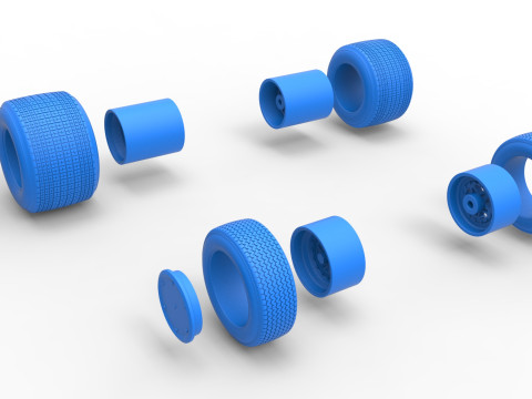 Wheel set of Dirt Sprint car Scale 1 to 25 3D Print Model