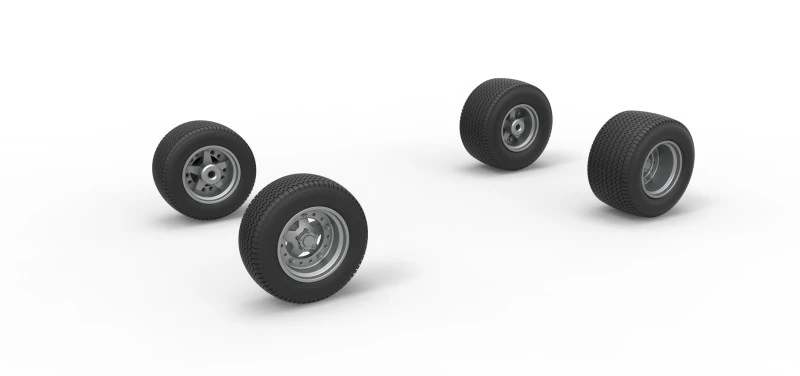 Wheel set of Northeast Dirt Modified stock car Scale 1 to 25 3D Print Model .c4d .max .obj .3ds .fbx .stl .blend 