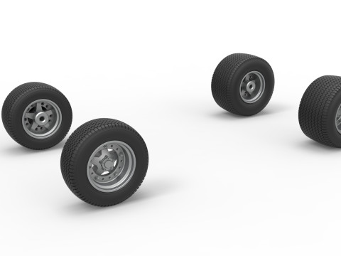 Wheel set of Northeast Dirt Modified stock car Scale 1 to 25 3D Принт Модель