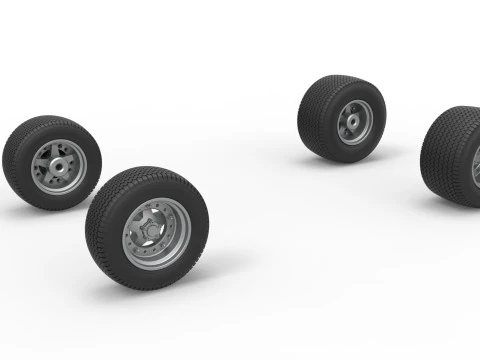 Northeast Dirt Modified 스톡 카 스케일 1 ~ 25의 휠 세트 3D 프린트 모델