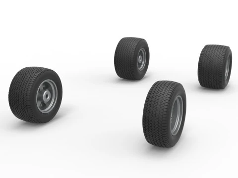 Wheel set of Northeast Dirt Modified stock car Scale 1 to 25 3D Print Model