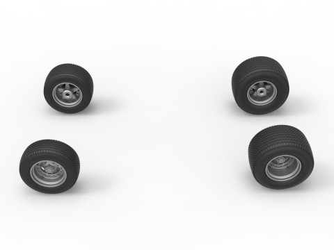 Wheel set of Northeast Dirt Modified stock car Scale 1 to 25 3D Принт Модель