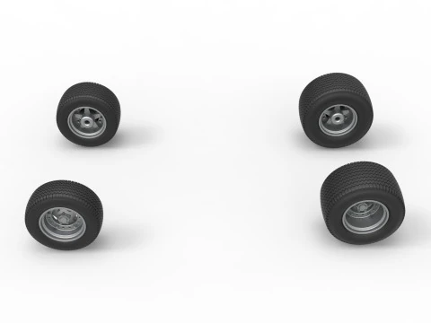 Wheel set of Northeast Dirt Modified stock car Scale 1 to 25 3D Print Model