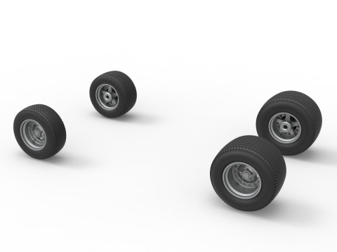 Wheel set of Northeast Dirt Modified stock car Scale 1 to 25 3D Принт Модель