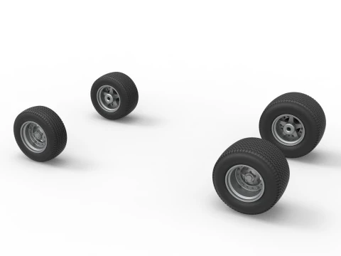 Wheel set of Northeast Dirt Modified stock car Scale 1 to 25 3D Print Model