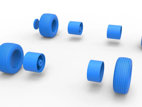 Wheel set of Northeast Dirt Modified stock car Scale 1 to 25 3D Print Model