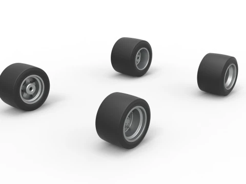 Wheel set of Asphalt Supermodified stock car Scale 1 to 25 3D Print Model